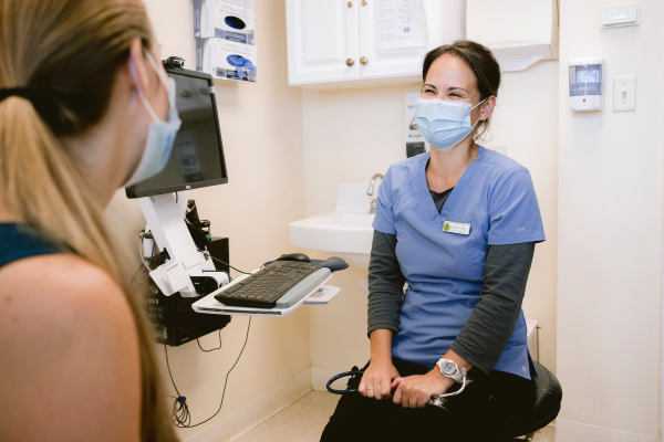 Healthcare worker and patient